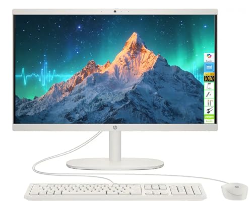 Image of HP 21.5 inch FHD All-in-One 2026 Upgraded Desktop Computer, Intel 4-Core CPU, 16GB RAM, 128GB Storage, Built-in Webcam /Mic /Wi-Fi /Bluetooth, USB-A /C /HDMI, RJ-45, Keyboard&Mouse, Windows 11 Home, LE Bundle