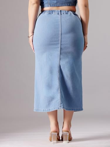 Image of Miss Chase A+ Women's Regular High Rise Above Knee Stretchable Denim Shorts & Skirts