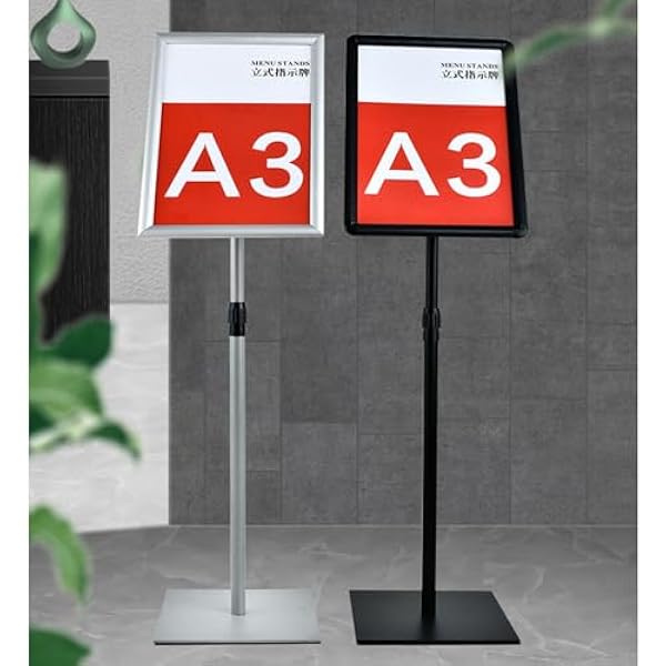 Verstelbare bordstandaard ferrolegering postermenustandaard vloerstaande bordhouder voor poster, menu, advertenties, verkoop, mededelingenstandaard, bewegwijzering displaystandaard (zwart) A2