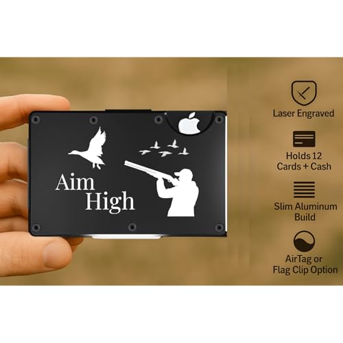 Duck Hunting Wallet – Ridge-Style AirTag-Compatible RFID Blocking Wallet for Men – Skeet Shooting Tactical Metal Card Holder with Money Clip – outdoorsmen EDC (Titanium Gray)2