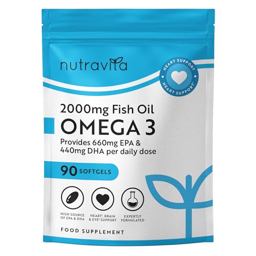 Nutravita Omega 3 2000mg, con 660mg EPA y 440mg DHA, 90 Cápsulas Blandas