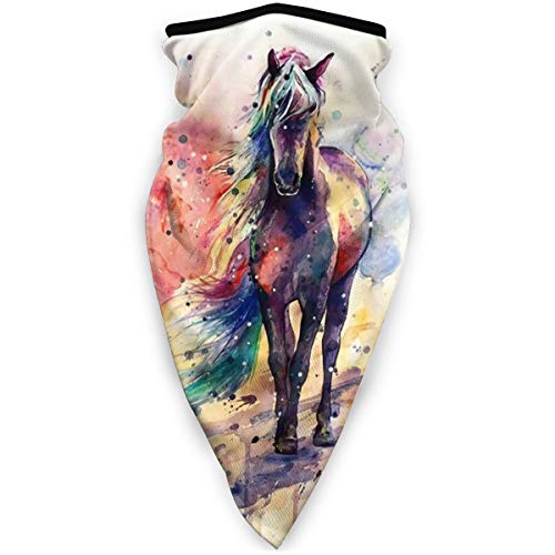 Watercolor Horse Neck Gaiter Face Scarf Mask-Dust, Sun Protection Cool Lightweight Windproof, Breathable Fishing Hiking Running Cycling
