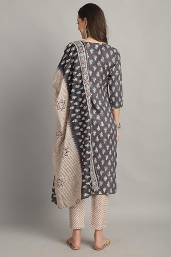 Image of Rajnandini Women's Cotton Foil Print Kurta Set with Dupatta (JOPLST230-31-38-P)