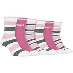 Botas De Seguridad Jeep Jeep Paquete de 6 calcetines de poliéster para botas de senderismo para mujer, Cerise Rose, 4-8