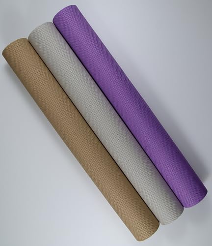 Image of KCS 3 pc of 15 inch x 18 inch(38cmx45cm) Counted Cross Stitch Cotton Aida Cloth Needlework Rolled Fabric Box,14CT,Pearl Grey+Khaki+Lavender