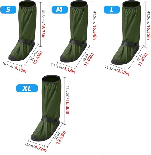 Image of Waterproof Rain Shoe Covers with Anti-Slip Sole, Reusable High Top Boot Covers for Men & Women, Zipper Design Outdoor Overshoes for Cycling, Motorcycling, Walking, Hiking & Rain Protection