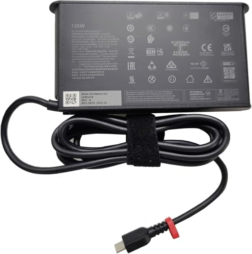 135W 100W USB C Slim Laptop Charger Compatible with Lenovo ThinkPad P16s P14S Z16 P16 P15S T14 E15 L14 AMD G1 T16 Series-T16 G1 G2 Gen 5 4 3 2 1 21BU ThinkBook 14P 14+ 13X G3 G4 4X21H27800 DL135YSDC3A