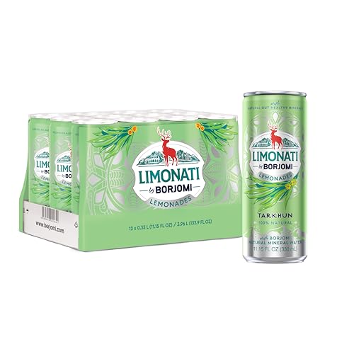 Image of Limonati by Borjomi - Tarkhun Lemonade with Natural Tarragon Extract and Borjomi Sparkling Mineral Water - 11.15 oz, 12 Cans