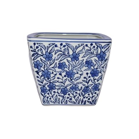 5" Blue & White Daisy Planter Cover