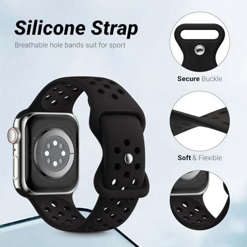 5 Pack Sport Bands Compatible with Apple Watch Band 44mm 45mm 46mm 42mm 41mm 40mm 38mm 49mm for Men Women, Breathable Silicone Wrist Strap for iWatch Series 11 10 9 8 7 6 5 4 3 2 1 SE3 2 1 Ultra3 2 1 by Honeystraper - Used condition - Image 2