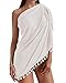 Eicolorte Beach Sarong Pareo Womens Semi-Sheer Swimwear Cover Ups Short Skirt with Tassels