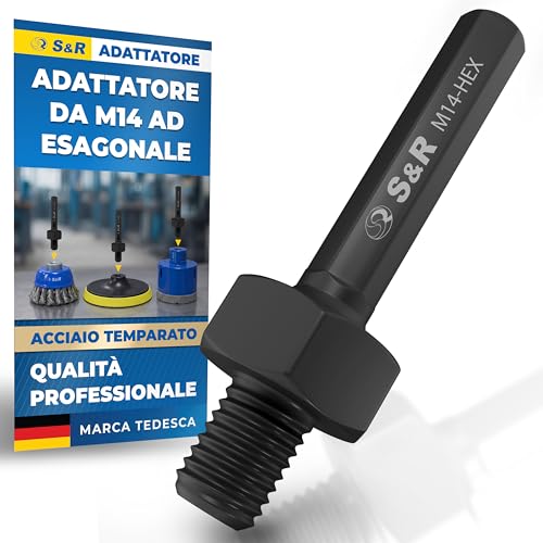 S&R Adattatore professionale M14 esagonale su filettatura 8,5 mm, smerigliatrice angolare con trapano, avvitatore a batteria, compatibile con punte diamantate per piastrelle, piastra di supporto