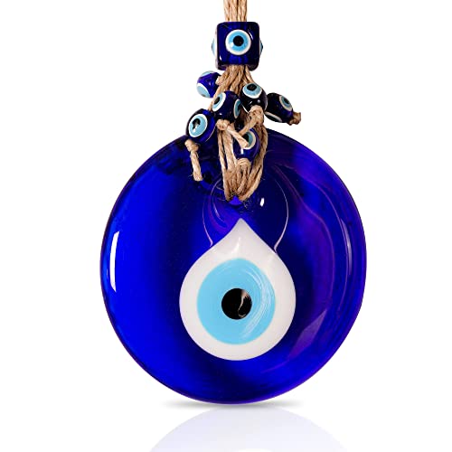 BCS Blue Evil Eye Decor Home Wall Hanging 4" Glass Handmade Turkish Nazar Amulet Good Luck and Protection Charm