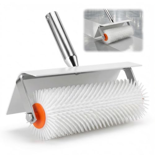 Jellybibo Rodillo de púas para compensar, rodillo de purga de 23 cm con protección contra salpicaduras, 20 mm de espinas, rodillo profesional de uñas para ventilar superficies lisas