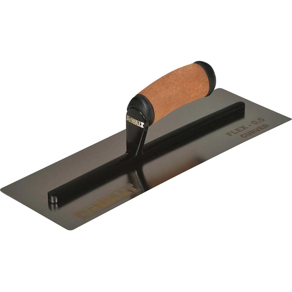 DeWALT Drywall 0.5mm Flex Stainless Steel Curved Trowel, Leather Handle 14in