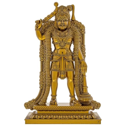 Image of SHILP ART & CREATIONS Karuppasamy Brass Idol Statue | Hindu Sculpture for Home Temple, Pooja Room & Entrance Decor | Antique Finish Traditional God Murti for Spiritual (Golden, 1.75 inch, 58 gram)