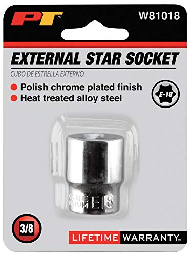 Image of Performance Tool W81018 3 /8 inch Drive E-18 Socket - Heat Treated Alloy Steel with Polished Chrome Plated Finish