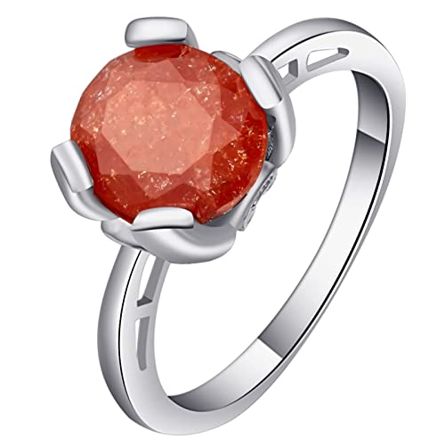 Zircone red en zircone sur des anneaux engagement pour les femmes rondes