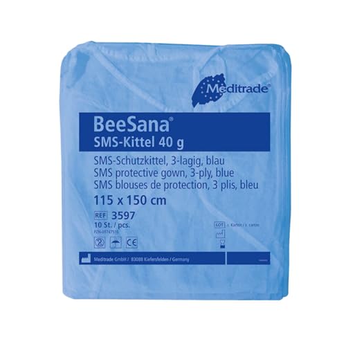 Beesana 3597 SMS evita contaminación con su bata de 150 cm de altura y bolsillo amplio