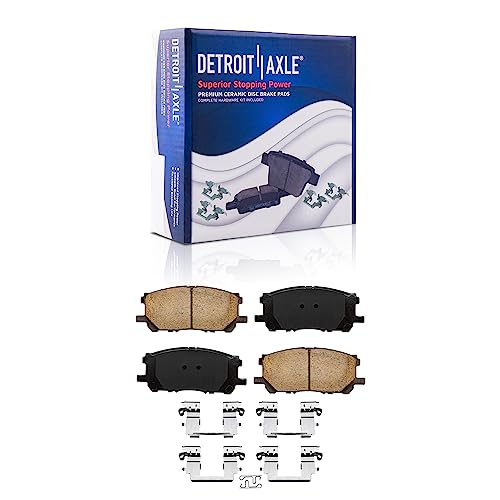 Image of Detroit Axle - Front Rear Drilled Brake Rotors Brakes Pads and 2 Front Calipers for Lexus RX330 RX400h RX350 Toyota Highlander Replacement