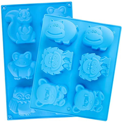 Beasea Animal Soap Molds, 2 Pack Large 3D Silicone Mat Chocolate Cake Candy Cookie Baking Making Clay Ice DIY Hard Resin Gummy Cube Tray Set Decoration Handmade Craft Bear Shape