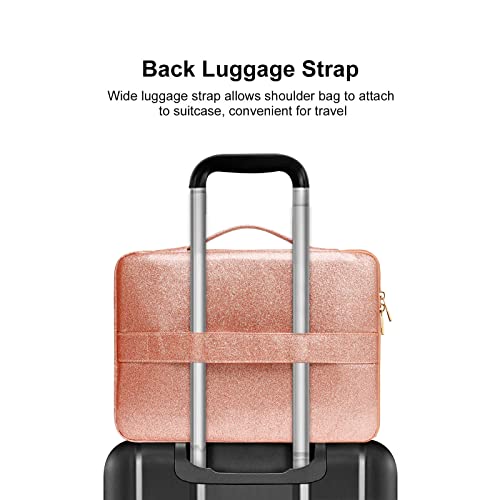 Mosiso Laptop Sleeve Compatible With Macbook Air/Pro, 13-13.3 Inch Notebook, Compatible With Macbook Pro 14 2023-2021 A2779 M2 A2442 M1, Waterproof Pu Leather Vertical Bag With Pocket&Belt, Rose Gold #TOP4