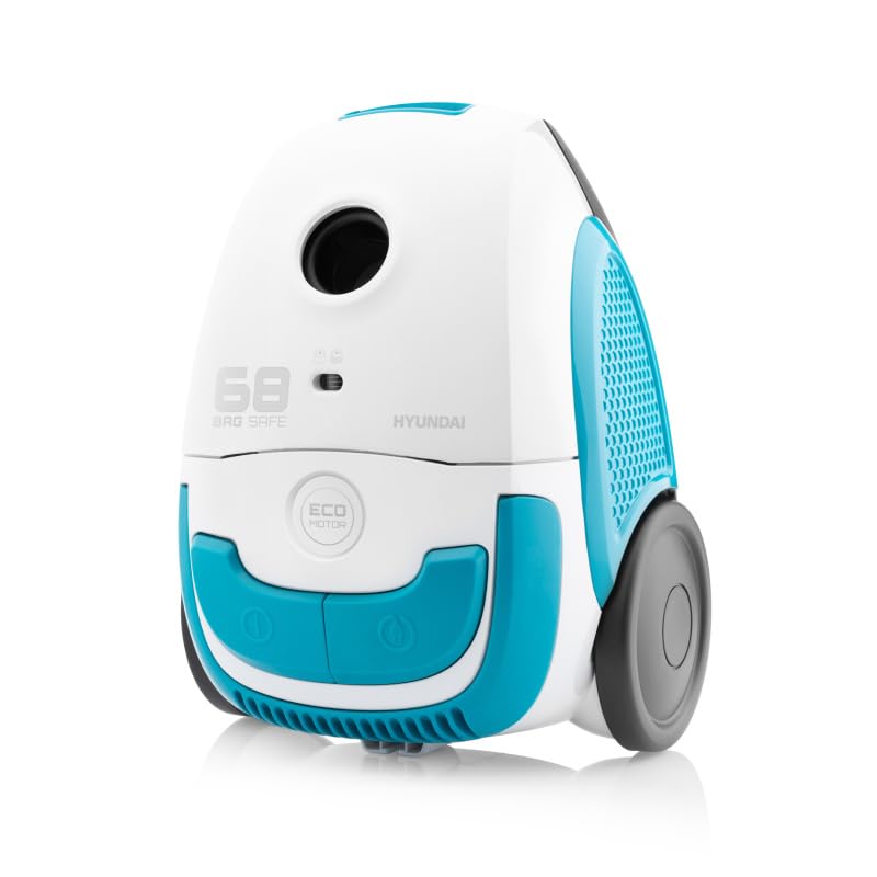 HYUNDAI ELECTRONICS Aspiradora con bolsa VC068WB I 800 W I Eco Motor I Volumen 2L I Blanco/Azul
