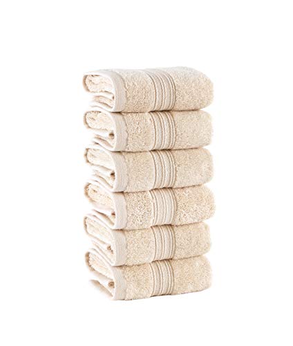 Peshkul Premium Luxury Collection Turkish Washcloth Set Of 6 100% Cotton 13X13 | Washcloth Set For Bathrooms | Super Absorbent | Eco-Friendly Hotel And Spa Quality | (Sand Beige) #TOP2