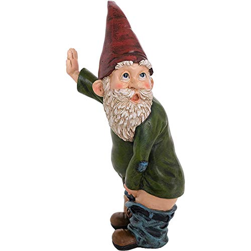 FIYSON Garden Gnomes Ornaments Waterproof Resin Funny Garden Gnome Statue Rude Garden Gnome Outdoor Decoration for Yard Lawn Porch Ornaments Indoor or Outdoor Decorations Housewarming Garden Gift