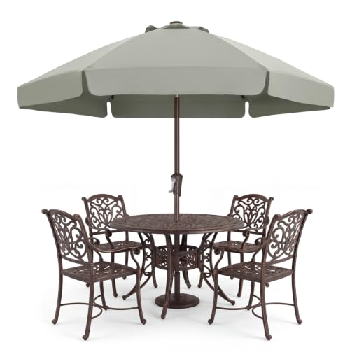 Image of ABCCANOPY 7.5ft Scalloped Patio Umbrella, Outdoor Table Umbrella with Tilt and Crank, Fiberglass Ribs Deck Umbrella for Patio, Pool, Garden, Picnic (Light Gray)