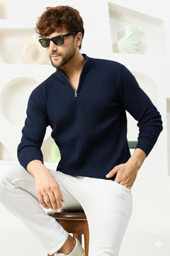 Image of Pivl Men's Winter Half Zip Solid Warm Sweater