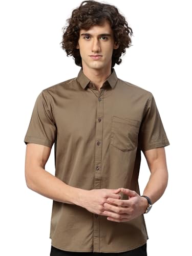 Image of Majestic Man Slim Fit Pure Cotton Half Sleeve Solid Casual Shirt