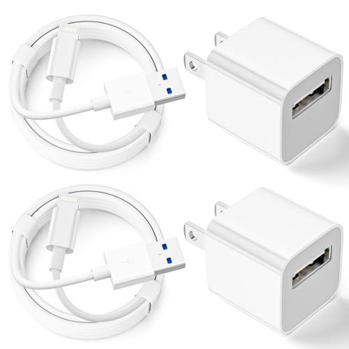 HUAZHUN iPhone Charger, 2 Pack 5V1A USB Wall Charger Safe Compact Block Plug Adapter + 6.6FT Lightning Cable Fast Charging Cord for iPhone 14 13 12 11 Pro Max XR XS X 8 7 6 Plus, iPad, Airpods