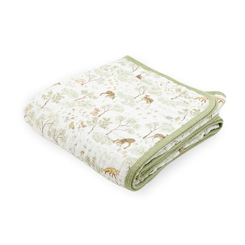 Image of Little Unicorn Muslin Quilt Blanket | 100% Cotton Soft Multi-Layered Muslin Fabric | Toddler & Baby Blanket | 47 inchx47 inch | for Nursery, Crib, Shower Gifts (Woodland Friends)