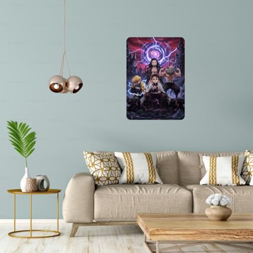 Image of Zesta Bathroom Decor Items Washroom Decor Tin Sign | Aesthetic Posters Wall Poster for Bedroom | Magnetic Cafe Decoration Items / Restaurant Decorations Items | Quirky Home Decor Bar Accent (Demon Slayer)