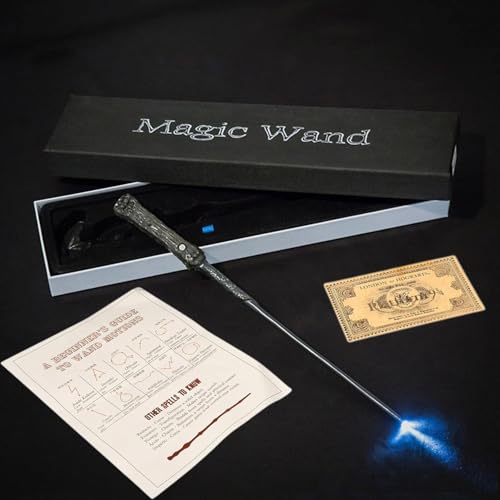 Image of MilesMagic Harry Potter Wand With Magic Spell And Platform Ticket | Wizard Cosplay Light Up LED Sorcerer's Witchcraft Magic Dress Up Wand For Potterheads | 33 Cm | (Harry Potter), Multicolor