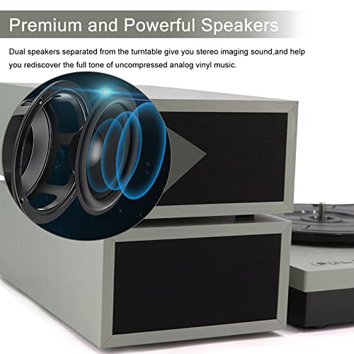 Image of LP&No.1 Record Player with Stereo Bookshelf Speakers, Vintage 3-Speed Belt Drive Turntable, Wireless Input, RCA Output, Auto Stop Function | Green
