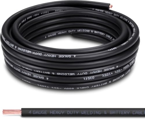Image of 4 AWG Battery Cable, 30FT Black 4AWG Copper Wire, 4 AWG Welding Cable for Automotive, Marine and Solar