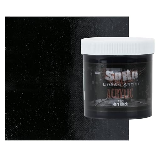 Soho Urban Artist Heavy Body Acrylic Paint - 500 ml Jar - Mars Black - Thick, Rich Color, Excellent Coverage, Professional Quality - Artists Acrylic Paint
