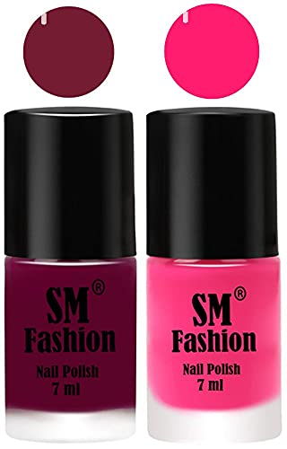 Image of Long Lasting Nail Polish | Nail Paint Combo 7 ml Each) - Set of 2 Mulberry-Deep Pink