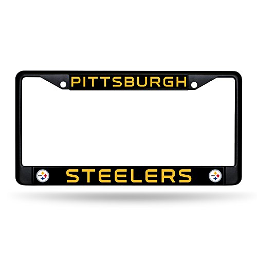 Rico Industries NFL Football Pittsburgh Steelers Black Chrome Frame with Plastic Inserts 12 x 6 Car/Truck Auto Accessory