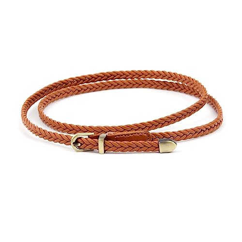 VDCVADKYE Ceinture tressée élastique, Ceinture en cuir tressé for femme, avec boucle ardillon, multicolore, dimensions 100 x 0,8 cm(White)