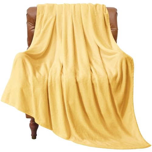 Image of BEDELITE Fleece Blanket Cream Yellow Throw Blankets for Couch & Bed, Luxury Plush Cozy Fuzzy Blanket 50 inch x 60 inch, Super Soft Warm Lightweight Throw Blanket for Travel Camping
