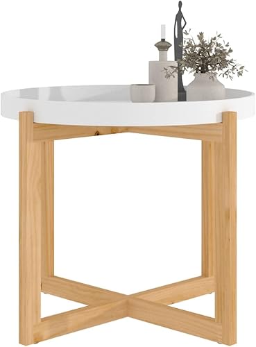 Miniatura 4 de Mesa auxiliar redonda de almacenamiento, mesa auxiliar moderna para sala de estar, dormitorio, oficina, balcón, 20.9 x 20.9 x 17.1 pulgadas, color