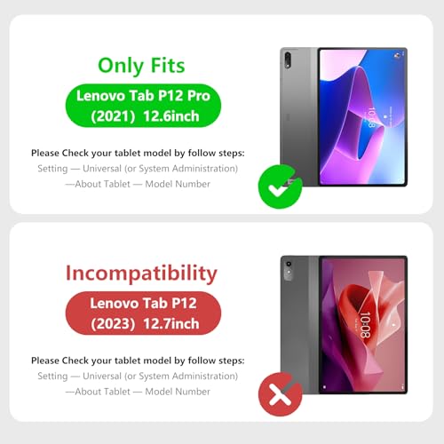 CASAFUNY Case for Lenovo Tab P12 Pro 12.6 Inch Case, Premium PU Leather Protective Book Cover with Stand Function - Image 2
