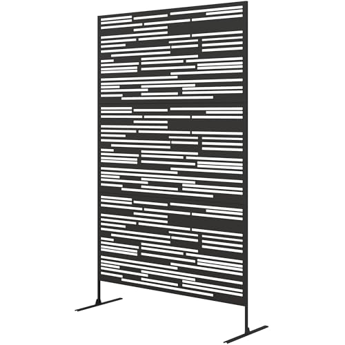 ZAVEROX 78Hx48W Outdoor Metal Freestanding Decorative Privacy Screen Long Lasting Rust Proof with UV Protection All Seasons Black