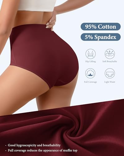 Women's Underwear 4 Pack Cotton High Waisted No Muffin Top Ladies Panties Postpartum Soft Briefs Full Coverage3