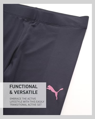 Image of PUMA Girls Leggings Set - 3 Piece Athletic Pullover Long Sleeve Shirt, Top, and Leggings Active Wear Set for Girls (S-L)