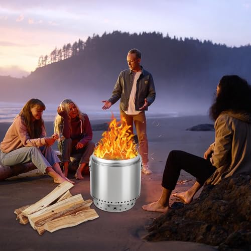 16.5 inch Smokeless Fire Pit Stove Bonfire, Wood Burning Fireplaces, Stainless Steel Portable Outdoor Firepit,for Outdoor Patio Camping