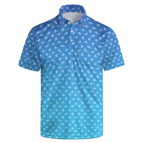 Funny Skulls Men‘s Golf Shirt Funny Polo Shirts Short Sleeve Golf Polo Shirts Gifts Print Shirts M